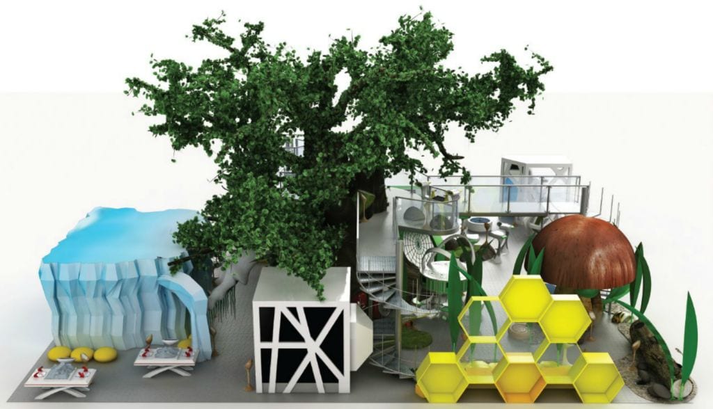 Sztuczne drzewo wartościową częścią wystawy interaktywnej