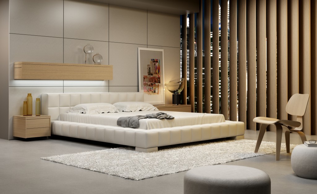 Designerskie tapicerowane łóżko w nowoczesnym stylu