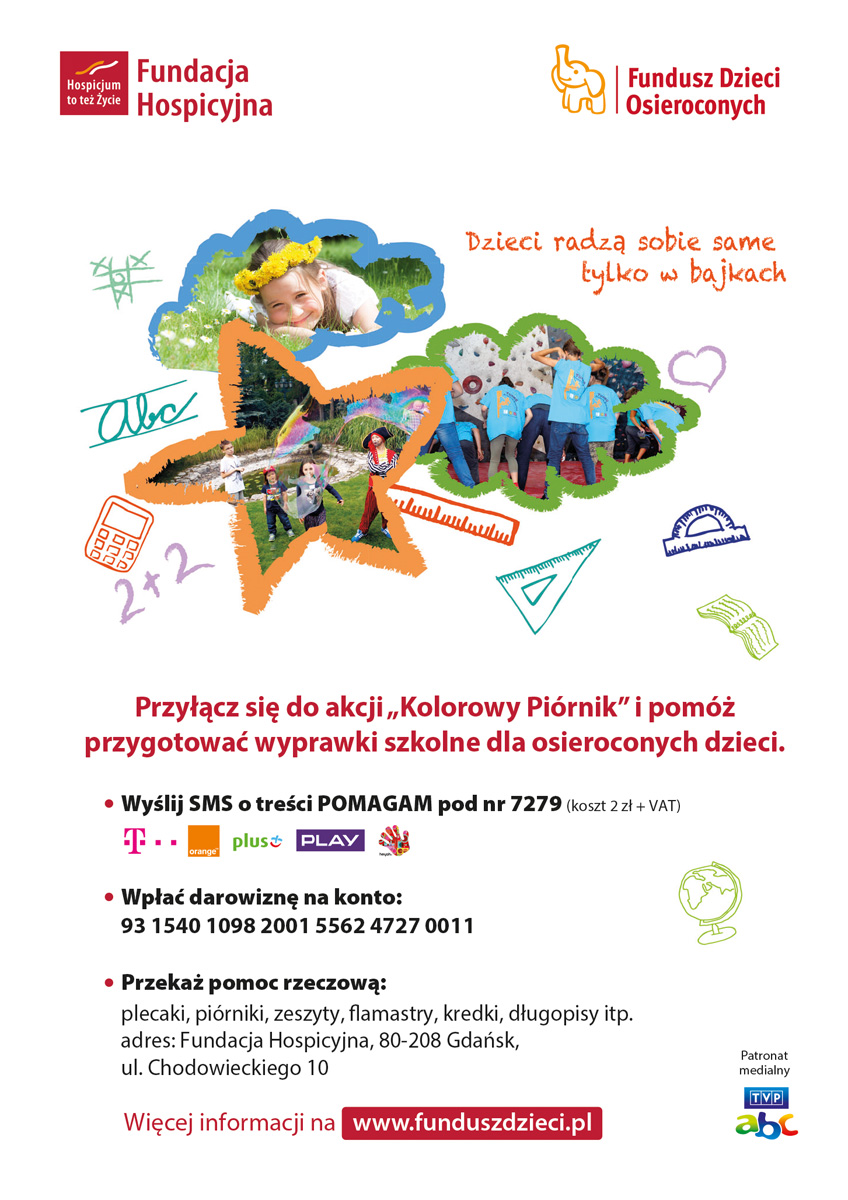 Kolorowy piórnik-pomóż przygotować wyprawki szkolne dla osieroconych dzieci