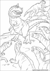 Kolorowanki dinozaury - wydrukuj i pokoloruj za damo walczącego tyranozaura