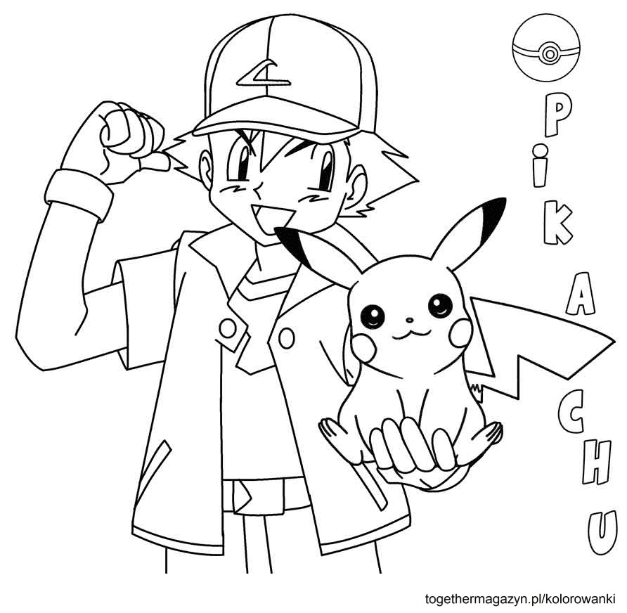 Kolorowanki Pokemon - pobierz i koloruj za darmo Asha i Pikachu