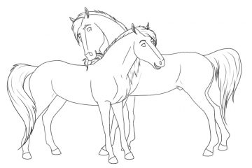 Kolorowanki konie - wydrukuj za darmo i pokoloruj dwa konie