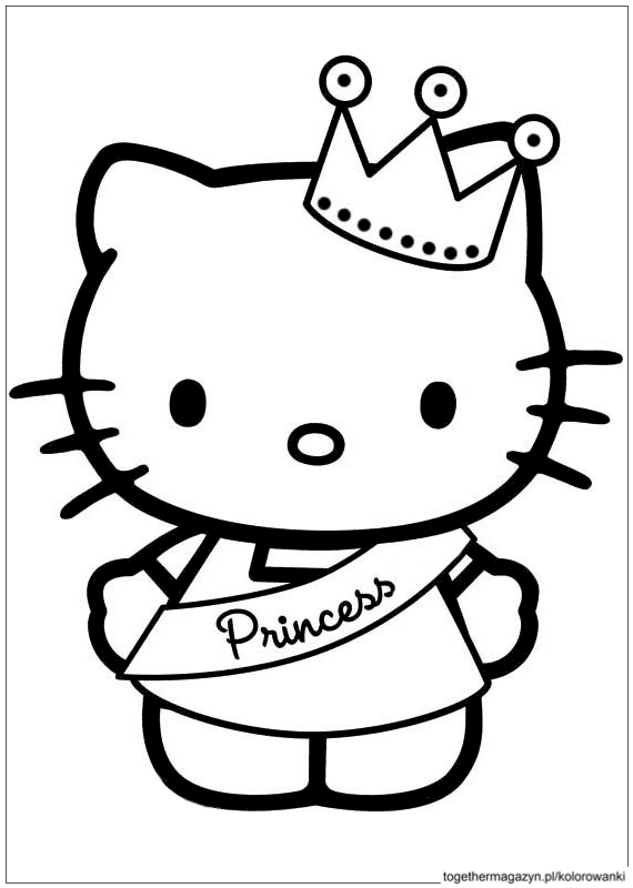 Kolorowanki Księżniczki - pokoloruj księżniczkę Hello Kitty