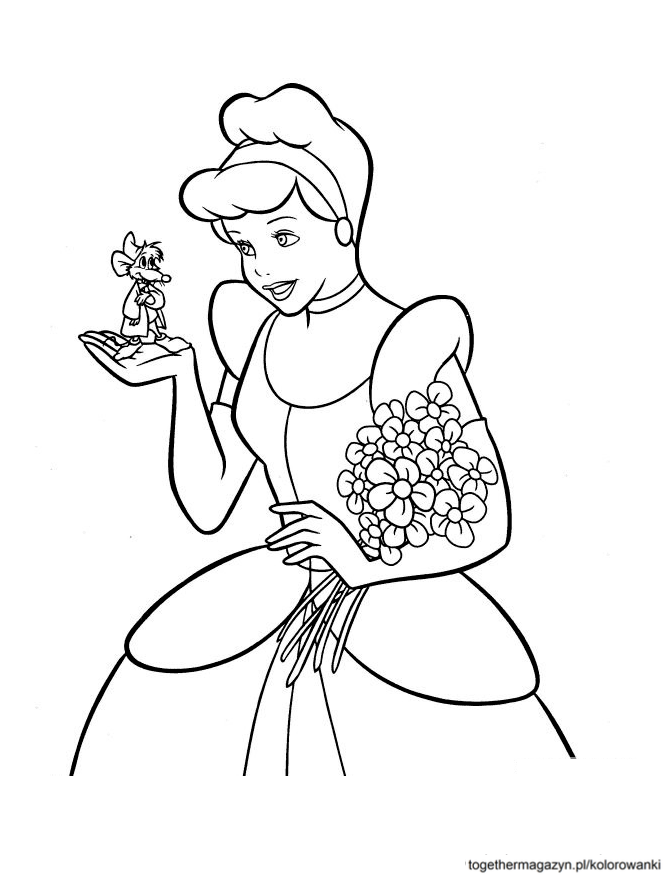 Kolorowanki Księżniczki Disneya- pokoloruj księżniczkę Kopciuszka