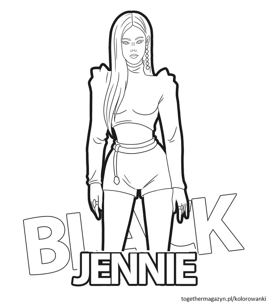 kolorowanki do druku dla dziewczyn - pokoloruj Jennie z Blackpink