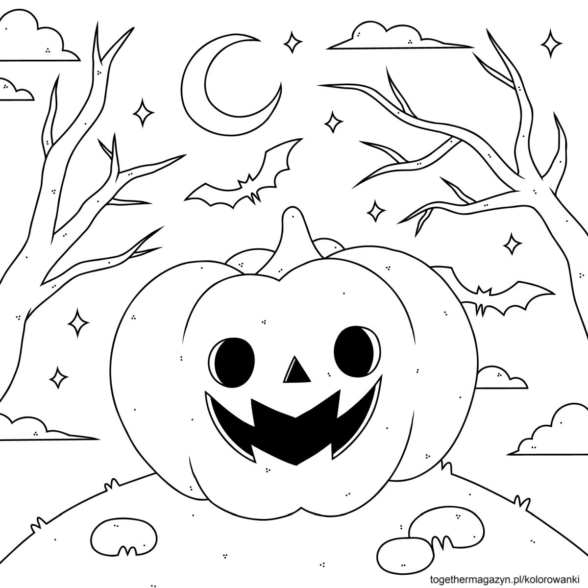 Kolorowanki Halloween - wydrukuj i pokoloruj za darmo dynię na Halloween!