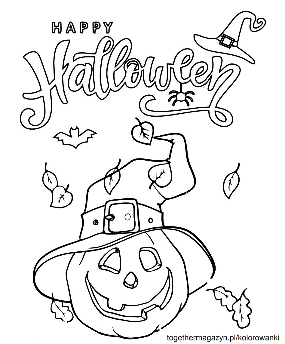 Kolorowanki Halloween - wydrukuj i pokoloruj za darmo dynię z życzeniami na Halloween!