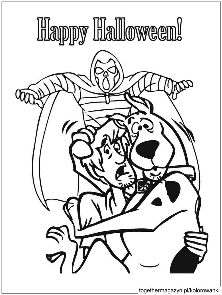 Kolorowanki Halloween - wydrukuj i pokoloruj za darmo Scooby Doo na Halloween!