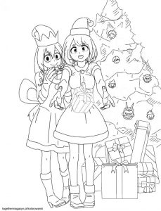 Kolorowanki świąteczne - pobierz za darmo i wydrukuj Anime z choinką i prezentami
