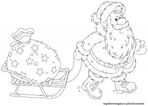 Kolorowanki świąteczne - wydrukuj za darmo i pokoloruj świętego Mikołaja z prezentami