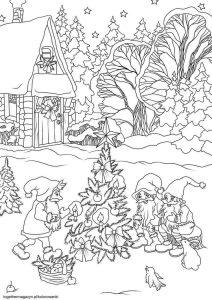 Kolorowanki świąteczne - wydrukuj za darmo i pokoloruj wesołe gnomy ubierające choinkę!