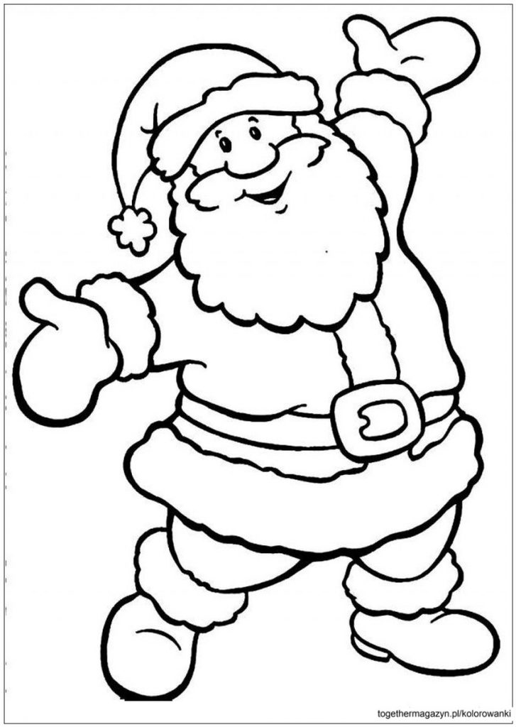 Kolorowanki świąteczne - wydrukuj za darmo i pokoloruj uśmiechniętego Świętego Mikołaja