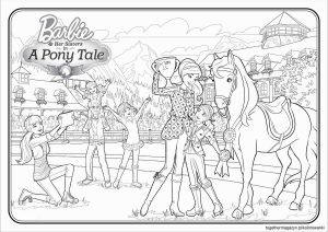 Kolorowanka Barbie - pobierz za darmo i pokoloruj Barbie z siostrami na zawodach konnych