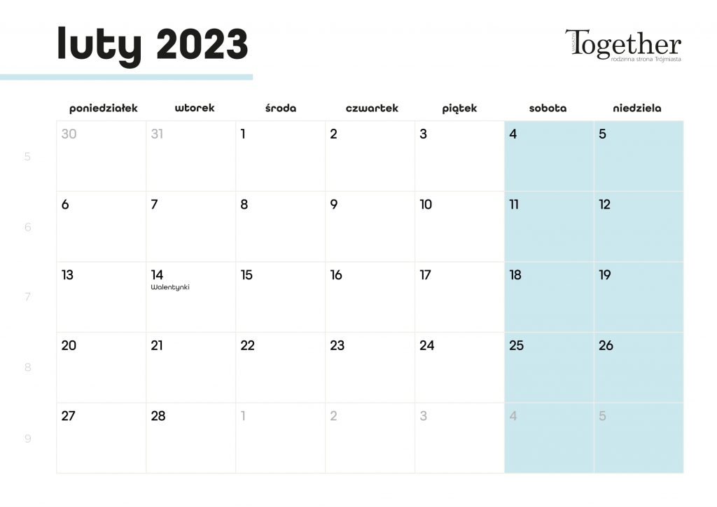 Kalendarz luty 2023 - pobierz i wydrukuj za darmo najlepszy kalendarz 2023 luty