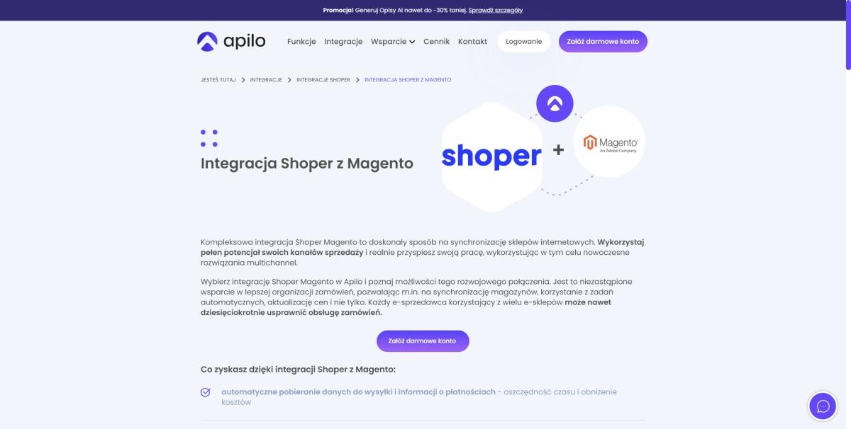 integracja shoper magento apilo.com