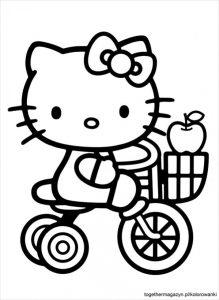 Kolorowanka dla dziewczynki - Hello Kitty na rowerku