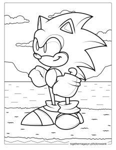 Kolorowanki Sonic - Sonic na tle chmur