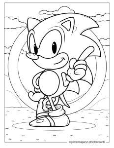 Kolorowanki Sonic - Uśmiechnięty Sonic kolorowanka gotowa do wydruku