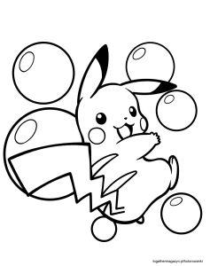 Pokemon kolorowanka - pobierz za darmo i pokoloruj szczęśliwego Pokemona Pikachu z bańkami!