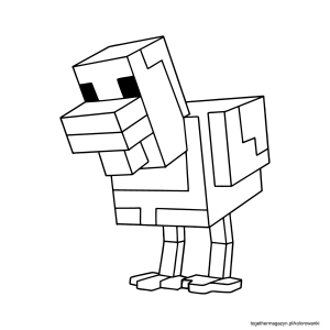 Minecraft kolorowanki - pokoloruj za darmo kurczaka z gry Minecraft