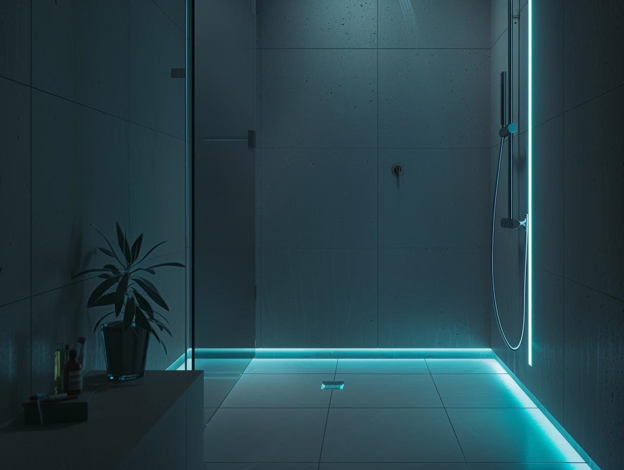 podświetlona od podłogi kabina prysznicowa