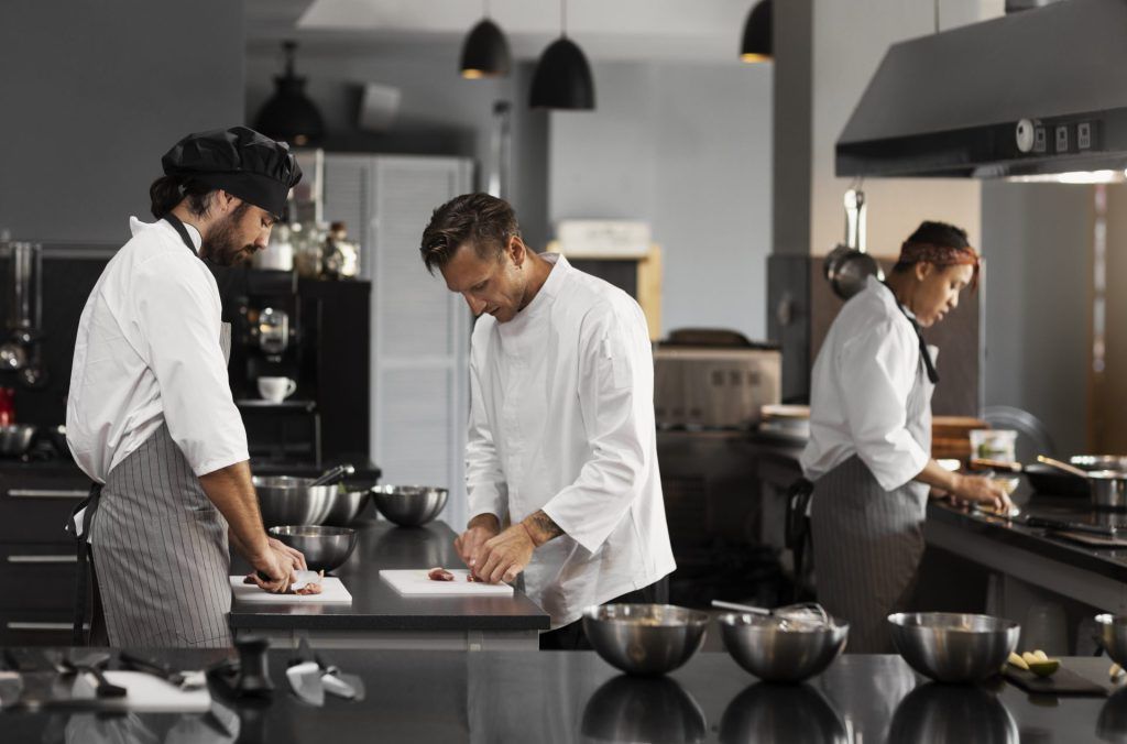 chef working together professional kitchen