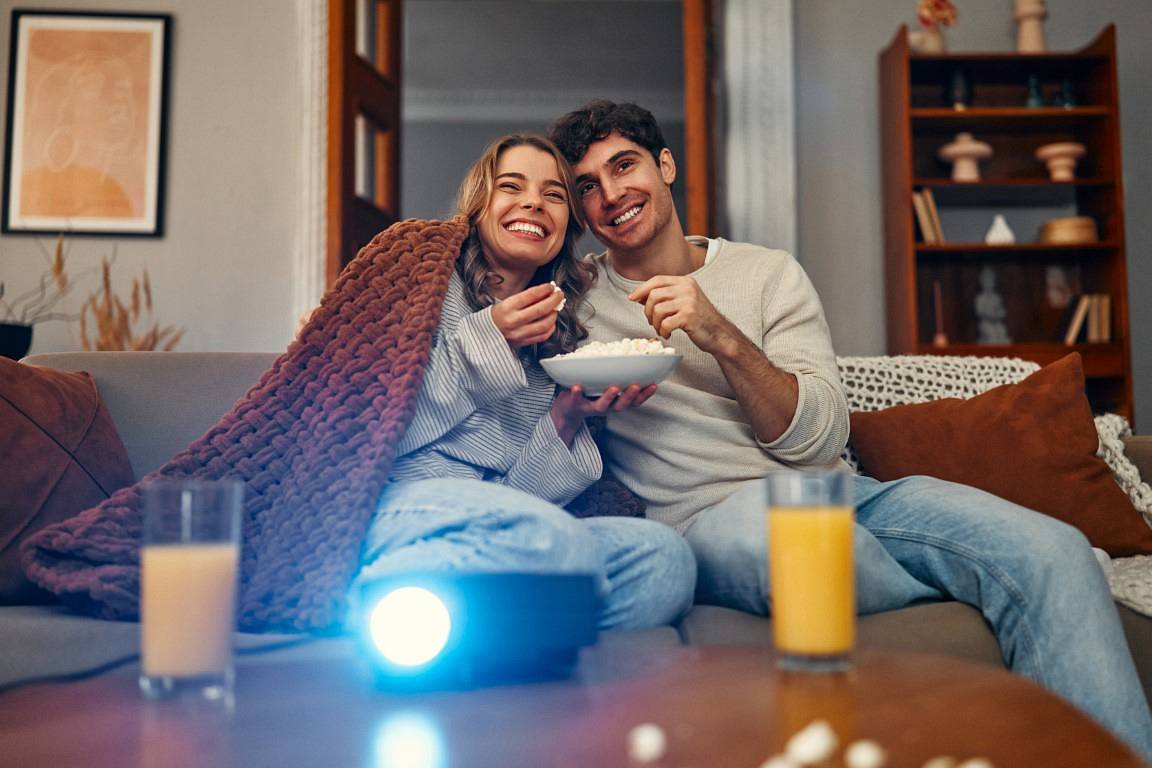 Valentine's Day. Couple in love at home.