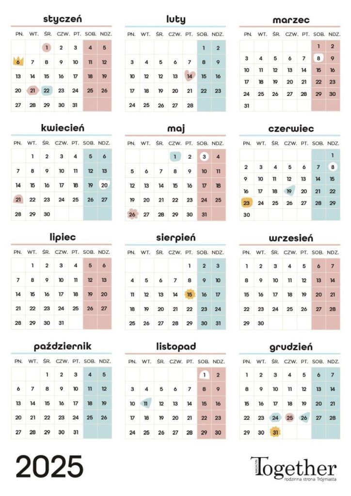 Kalendarz 2025 pionowy - pobierz i wydrukuj za darmo najlepszy A4 kalendarz 2025