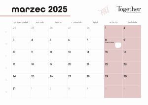 Kalendarz marzec 2025 - pobierz i wydrukuj za darmo najlepszy kalendarz 2025 na marzec