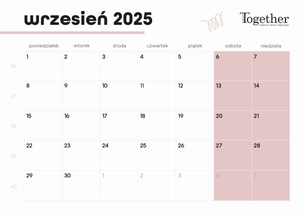 Kalendarz wrzesień 2025 - pobierz i wydrukuj za darmo najlepszy kalendarz 2025 na wrzesień