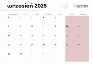 Kalendarz wrzesień 2025 - pobierz i wydrukuj za darmo najlepszy kalendarz 2025 na wrzesień