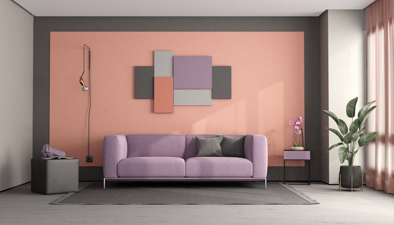 Colorful living room with modern sofa