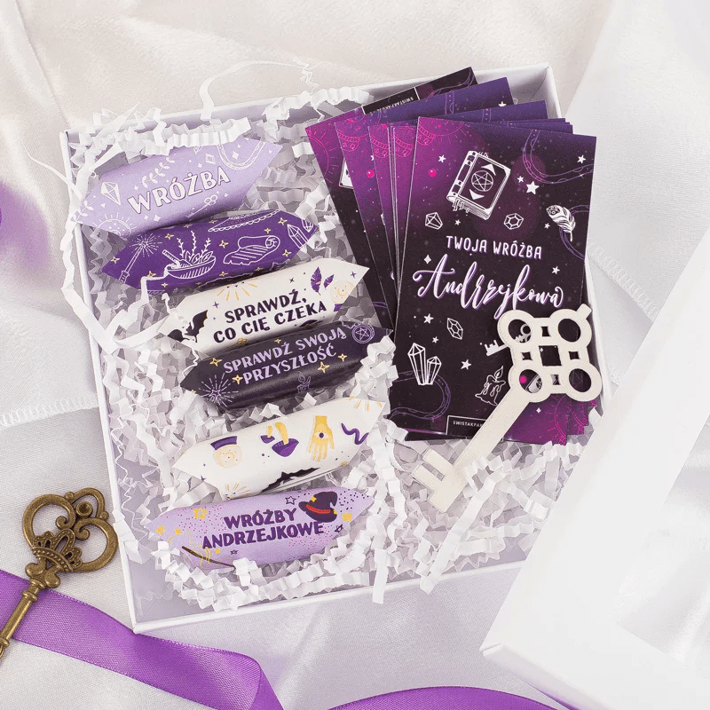 pudelko na andrzejki zdrapki krowki klucz