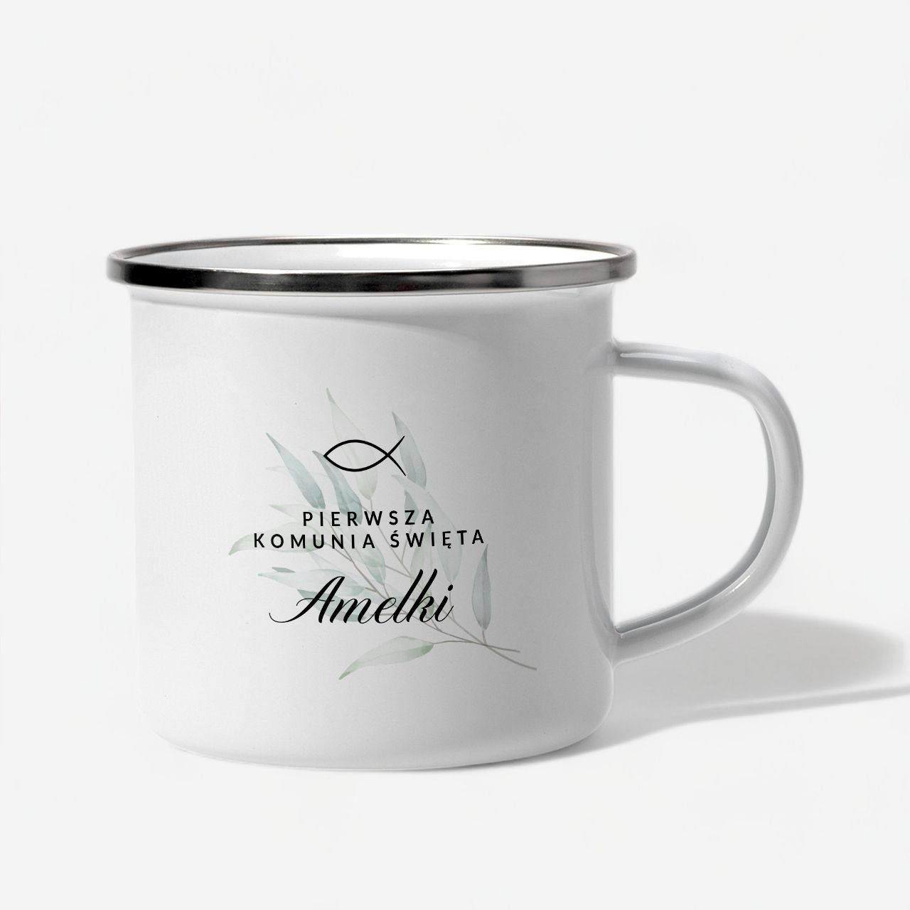 Emaliowany KUBEK KOMUNIJNY