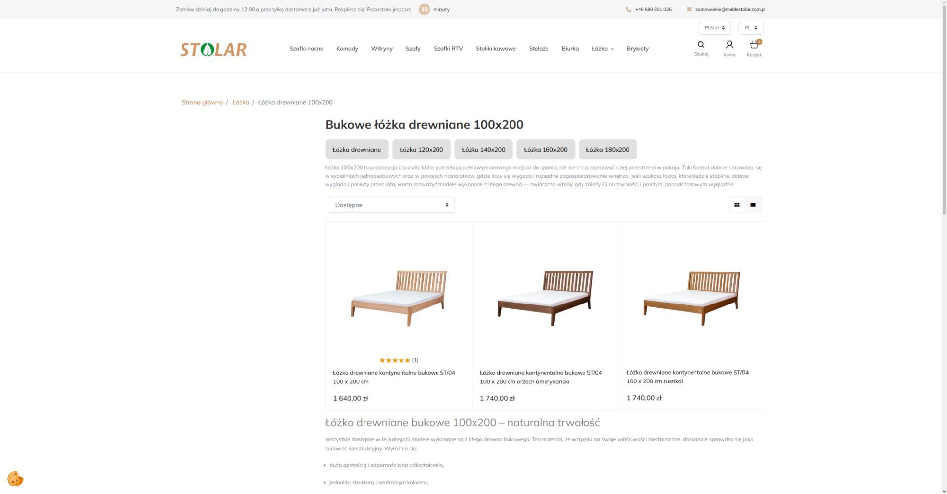 Bukowe łóżka drewniane 100x200