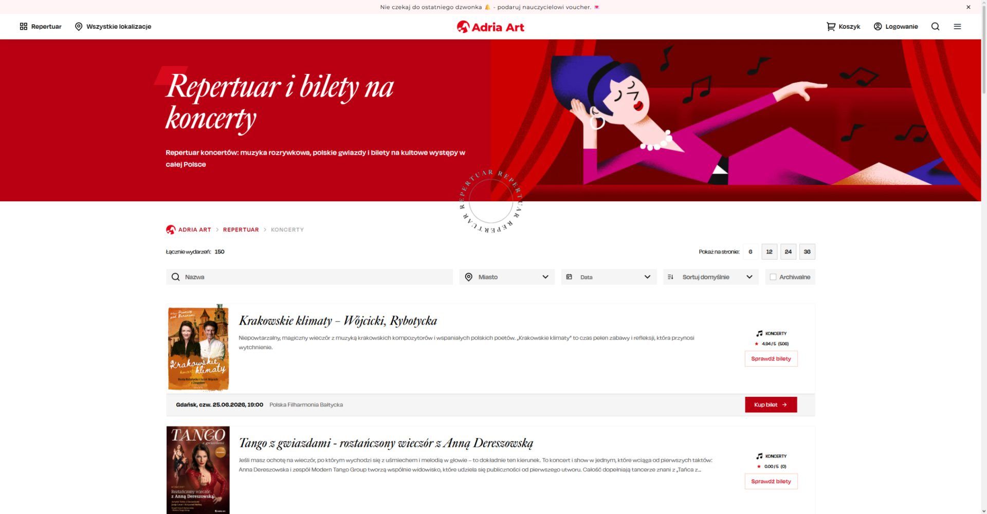 Bilety na koncerty - Adria Art