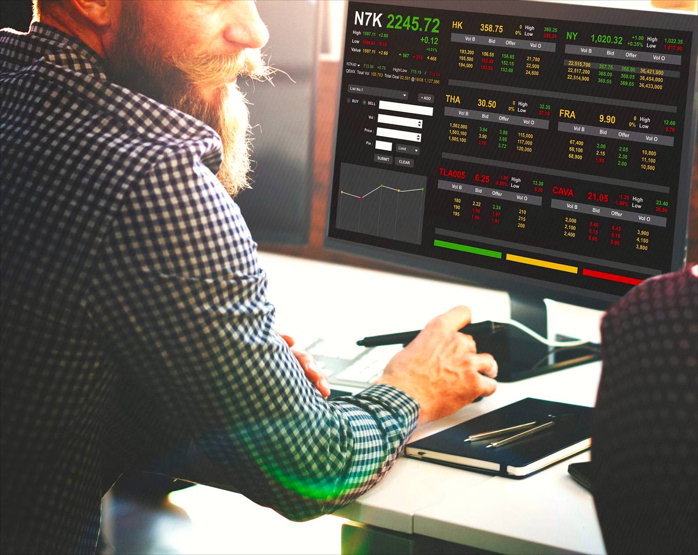 Mężczyzna rozważający inwestowanie w ETF, akcje czy Forex